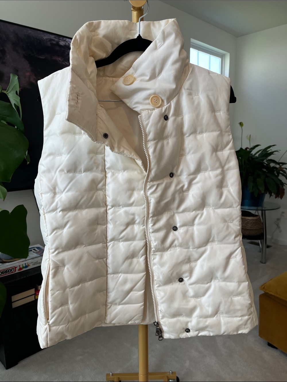 Talbots Cream Quilted Puffer Vest